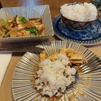 Sautéed tofu gan plus boiled white rice at Mr Wang in Santander