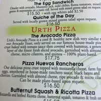 Avocado pizza: plant-based   at Urth Caffé in Pasadena
