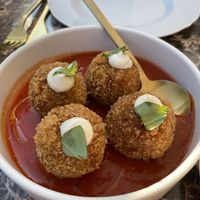 Meatballs - sauce didn’t taste homemade    at Gia in Toronto