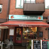outside on a rainy day   at TomToms Burritos - Odinsplatsen in Gothenburg