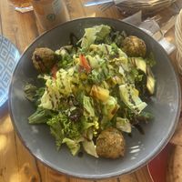 Doesn’t look like much, but it was so damn good! Mango salad with cilantro. Swapped the chicken out for falafel to make it vegan   at Cedar Cafe in Naxos