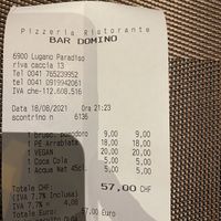 Receipt  at Domino in Lugano