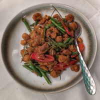 Kark Moo Tip Prink Khing at Mali Vegan Thai in South West London