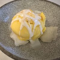 Mango ice cream sticky rice  at Mali Vegan Thai in South West London