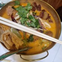 Fiery Tom yum soup at Mali Vegan Thai in South West London