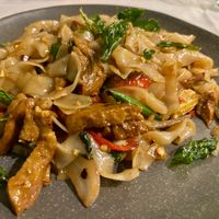 Pad kee mao with vegan duck at Mali Vegan Thai in South West London