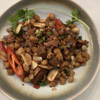 Crispy pork  at Mali Vegan Thai in South West London