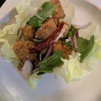 Larb gai pop at Mali Vegan Thai in South West London