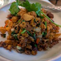 Sam moo tip kua prik at Mali Vegan Thai in South West London