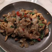 Drunken noodles with fake duck at Mali Vegan Thai in South West London