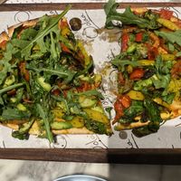 Vegan Flatbread. We ordered without red onion. There were loads of veggies and asparagus    at Oolaa - Tung Chung in Outlying Islands