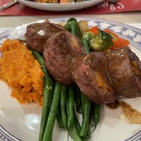 Vegan Christmas menu - vegan meatloaf, sweet potato mash, green beans, roast veggies  at Oolaa - Petite in Hong Kong Island