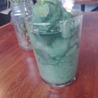 Fresh frozen spirulina crusha (slushie) at Fresh Earth Food Store in Johannesburg