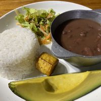 Beans, rice + salad  at El Rincon Colombiano in El Valle De Anton