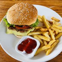 Vegan hamburger   at El Rincon Colombiano in El Valle De Anton