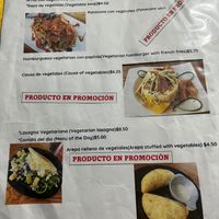 Vegetarian/ vegan menu at El Rincon Colombiano in El Valle De Anton