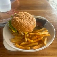 Veggie hamburger at El Rincon Colombiano in El Valle De Anton