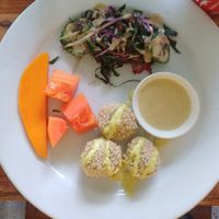 Falafels with fruit   at El Rincon Colombiano in El Valle De Anton