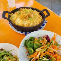 Apple carrot salad and cheese spätzle at Ludwigs in Mountain View