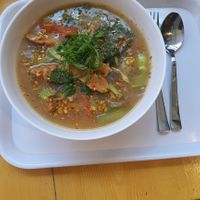 Vegan sausage soup(mouth watering 😋❤️) at Always Happy Food co. in Kathmandu