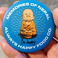 A badge the owner gave me 😊 at Always Happy Food co. in Kathmandu