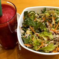 Salad and fresh juice at Always Happy Food co. in Kathmandu