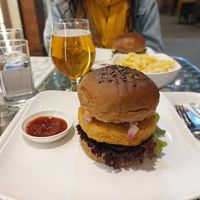 Burger at Always Happy Food co. in Kathmandu