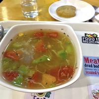 Veg soup (kind of bland)   at Always Happy Food co. in Kathmandu