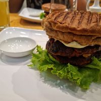 Vegan steak burger at Always Happy Food co. in Kathmandu
