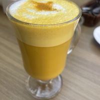 Kurkuma latte with soy milk  at Always Happy Food co. in Kathmandu