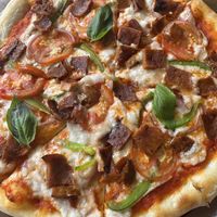 Vegan steak pizzaa  at Always Happy Food co. in Kathmandu