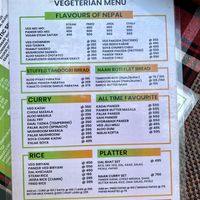 Vegetarian Nepali menu that can be veganized  at Always Happy Food co. in Kathmandu