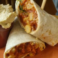 Spicy chickpea wrap at The Glass Strawberry  in Doncaster