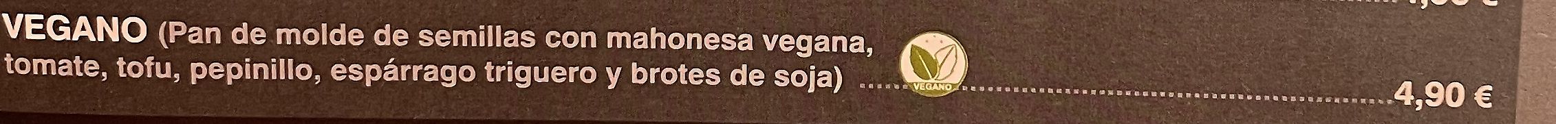 Menu with vegan items indicated   at Junco in Asturias