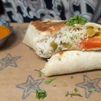 Burrito Monterrey  veggie y salsa picante at Foster's Hollywood in Vinaros