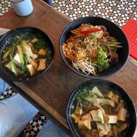 Tofu noodle soup with veggies and rice noodle saladd  at Chi Thu - Leopoldstraße in Munich