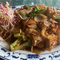 Appetizers and tofu with flat noodles  at Siam Garden in Charlotte