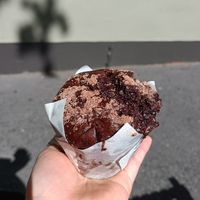 Choc glaze muffin at Realfoods Organic Cafe in Melbourne