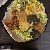 Vegan platter. Every vegan dish on a catering tray. $35 and feeds 2-4 at Cafe Desta in Tucson