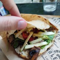 Pizza bread sandwich with mushrooms at Salento in Thessaloniki