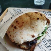 Pizza bread sandwich with mushrooms at Salento in Thessaloniki