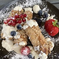 French toast rolls with homemade vanilla sauce at Munich in Lagos