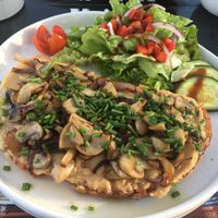 Hummus and mushrooms toast at Munich in Lagos