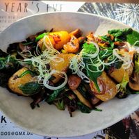 Dumplings and fried veg at Munich in Lagos
