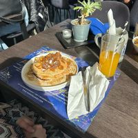 Apple pancakes with vanilla sauce.  at Munich in Lagos