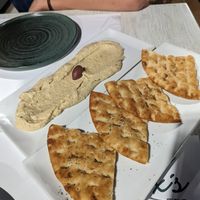 Hummus and pitta at Alex's Restaurant Roof Garden in Rhodes
