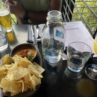 Cashew queso dip. Wait confirmed the champagne (at least on this day in May2025)  is vegan too  at Root Down - 33rd Ave in Denver