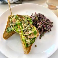 Vegan avocado toast at Root Down - 33rd Ave in Denver
