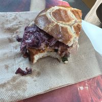Plant based pulled pork pretzel sandwich   at FCO - Natoo in Fiumicino