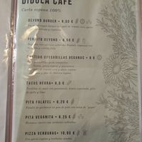 Menú vegano at Dídola in Zaragoza